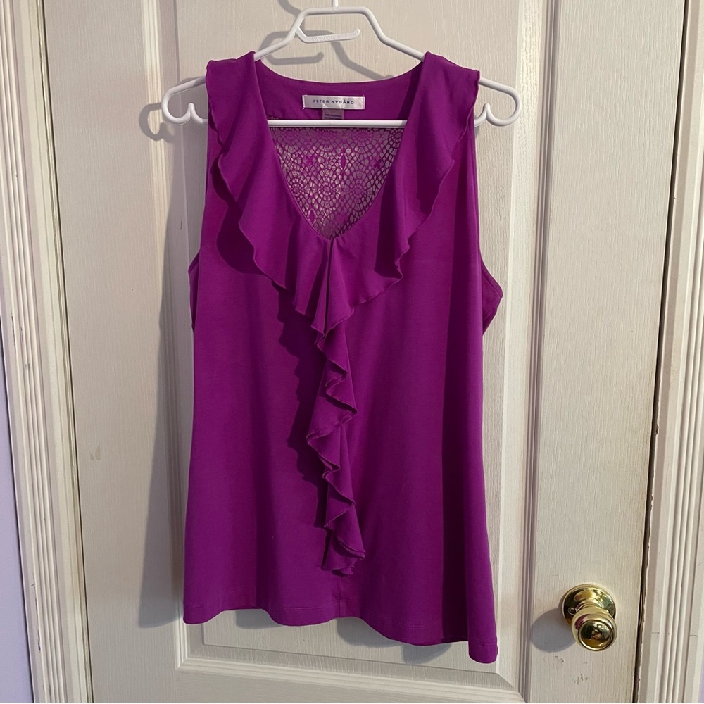 Peter Nygard Fushia Ruffled Sleeveless Top